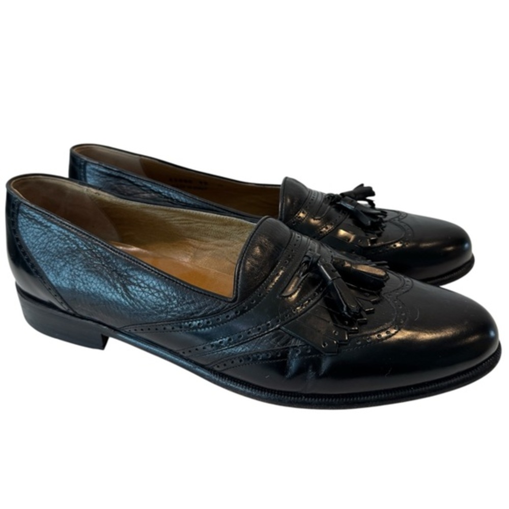 Stamati Mastroianni Italy Black Leather Tassel Loafers Men's Size‎ 12